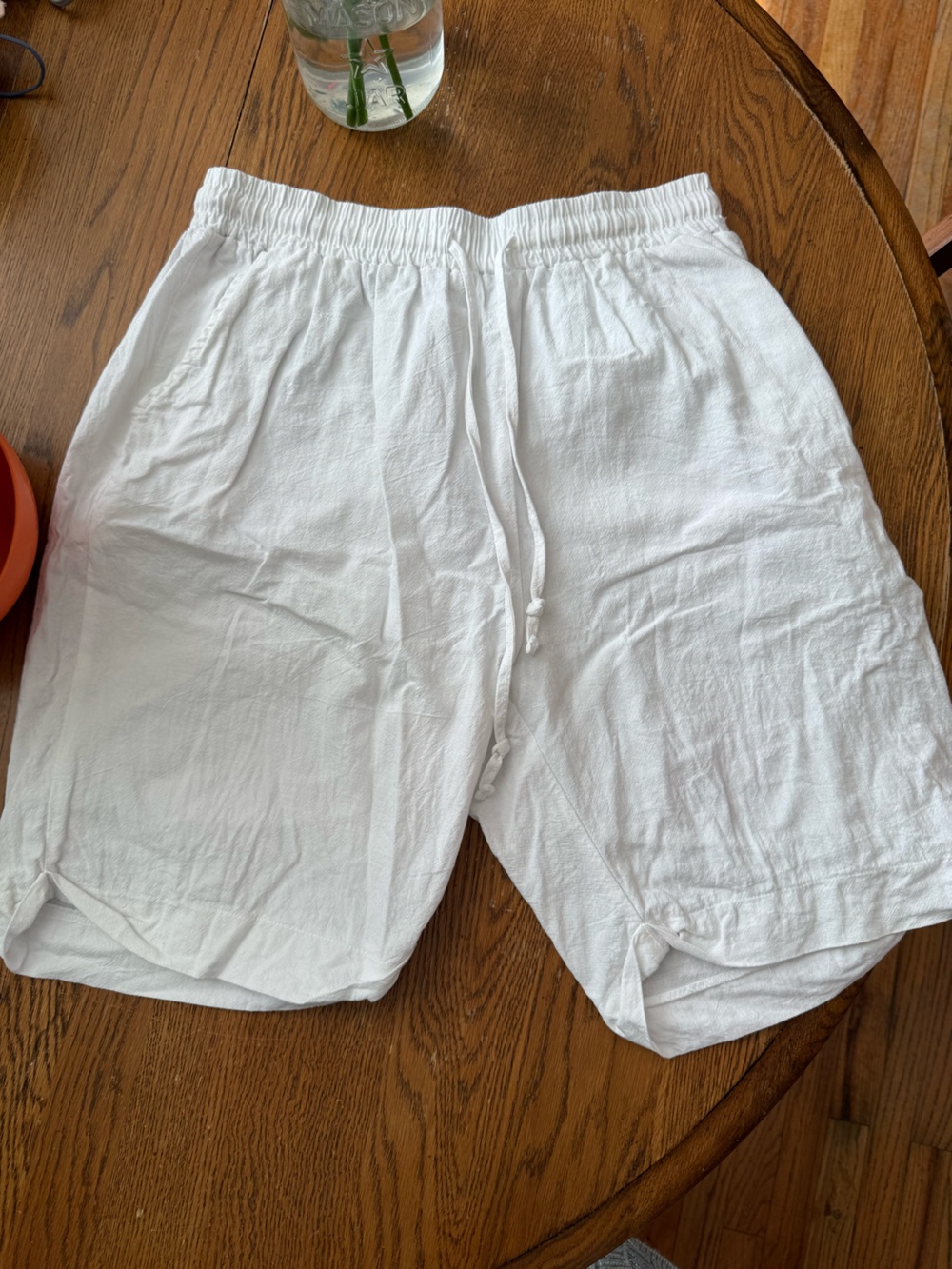 White Cotton Drawstring Pants
